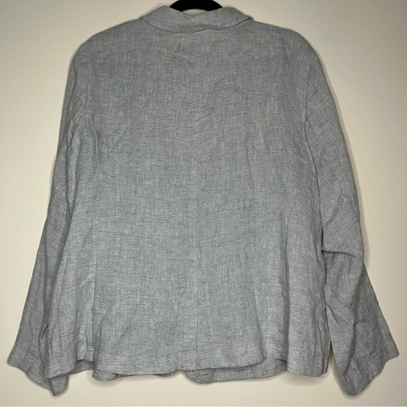 EILEEN FISHER Linen Sparkle Metallic Thread Lightweight Collar Blazer Jacket - Picture 6 of 12